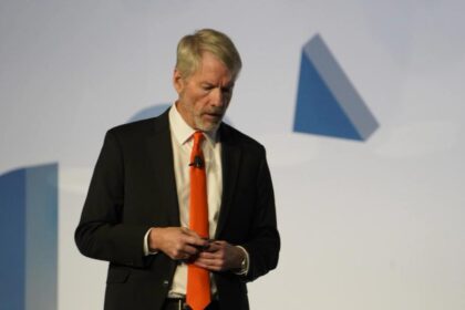 Michael Saylor, executivo da Strategy, em conferência sobre criptomoedas
