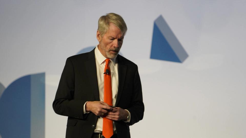 Michael Saylor, executivo da Strategy, em conferência sobre criptomoedas