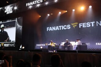 Logotipo da Fanatics com elementos de mercado financeiro