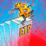 Gráfico mostrando flutuações no mercado de Bitcoin e ETFs
