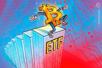 Gráfico mostrando flutuações no mercado de Bitcoin e ETFs