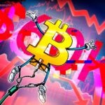 Gráfico mostrando a queda do Bitcoin e a pressão de venda no mercado