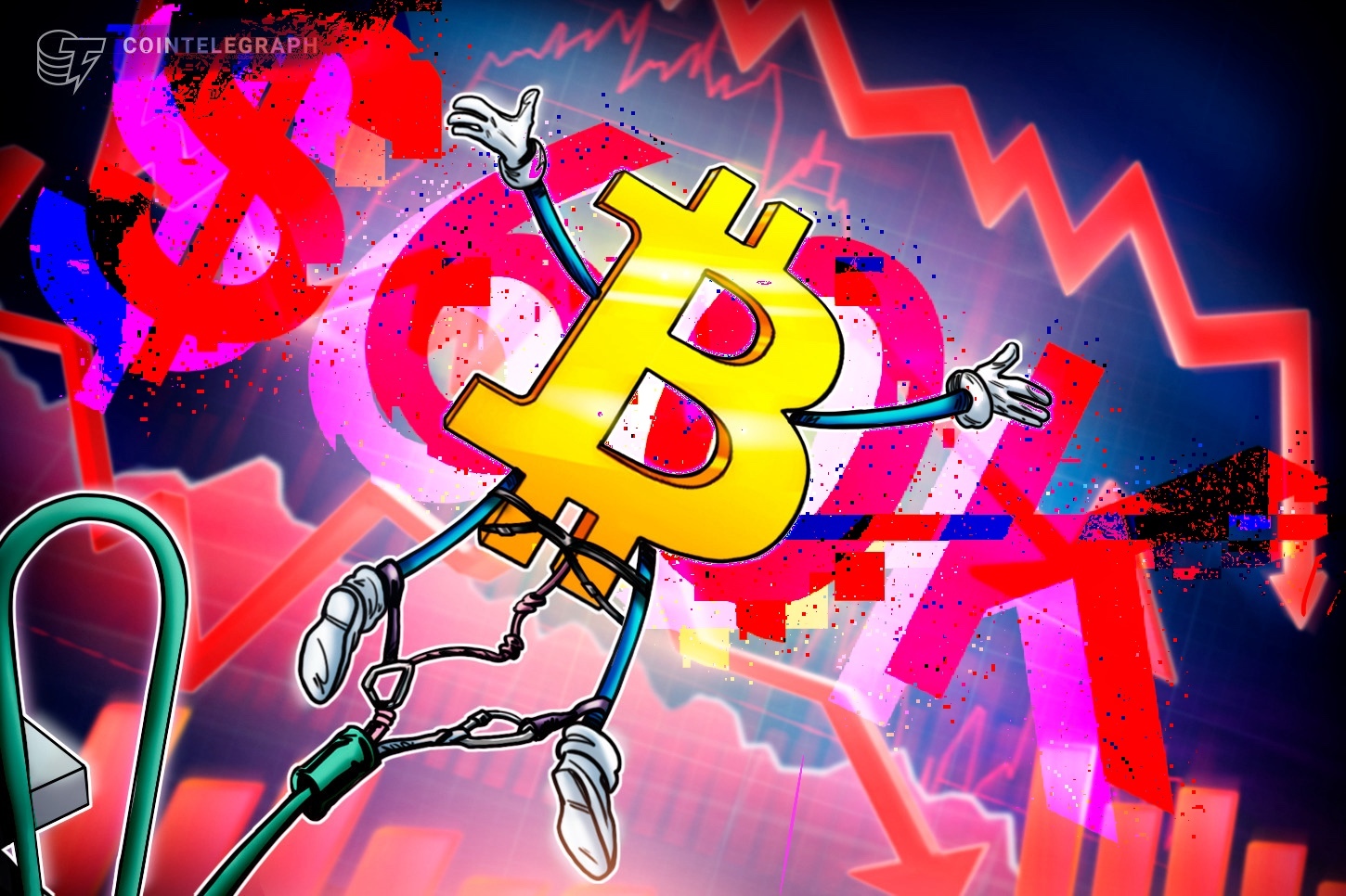 Gráfico mostrando a queda do Bitcoin e a pressão de venda no mercado
