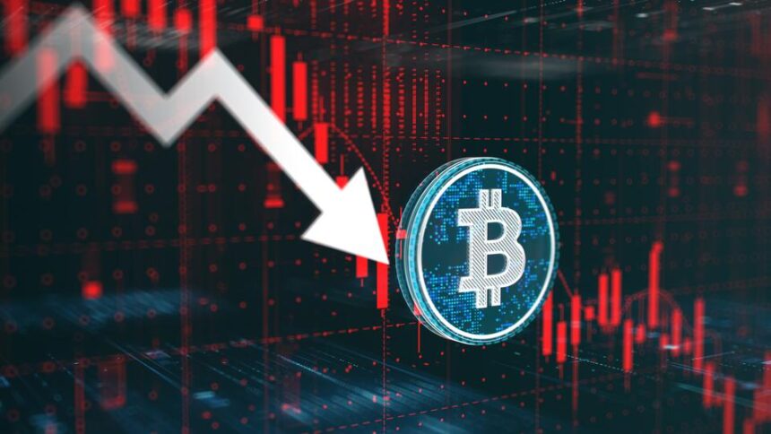 Gráfico de mercado mostrando a queda do Bitcoin