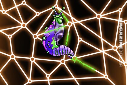 Ilustração de segurança em blockchain com elementos de IA
