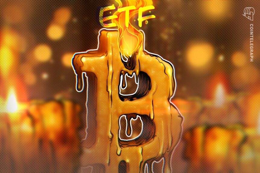 Gráfico representando saídas de ETFs de Bitcoin nos EUA