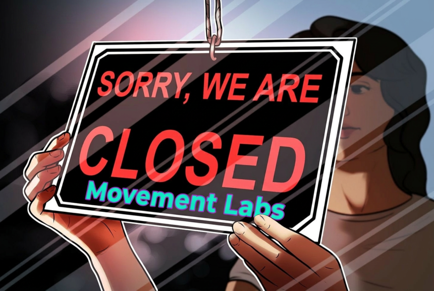 Logo da Movement Labs com fundo de gráficos de criptomoedas