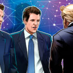 Logotipo da Gemini com fundo relacionado a criptomoedas