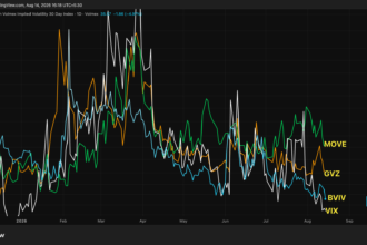 Gráfico de volatilidade do Bitcoin e outros mercados financeiros