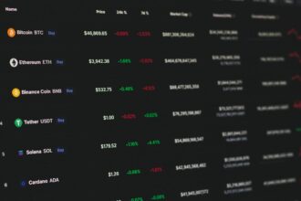 Investidores analisando dados de criptomoedas e fundamentos de tokens.
