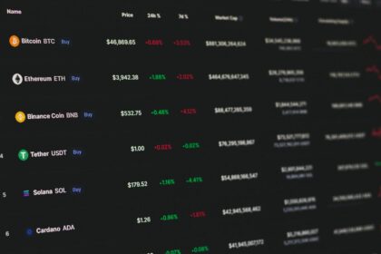 Investidores analisando dados de criptomoedas e fundamentos de tokens.