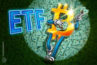Gráfico mostrando influxos de ETFs de Bitcoin e Ether em agosto de 2026
