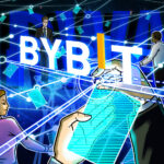 Logotipo da Bybit com elementos de robótica e inteligência artificial