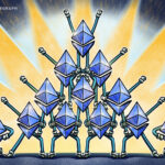 Logotipo da Ethereum com fundo tecnológico