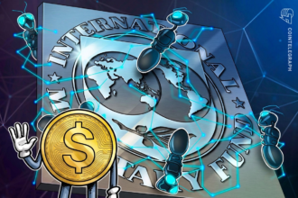 Representação de stablecoins e blockchain com gráficos financeiros.