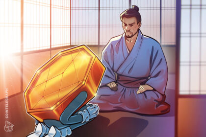 Logo da Laser Digital com fundo que representa o mercado de criptomoedas