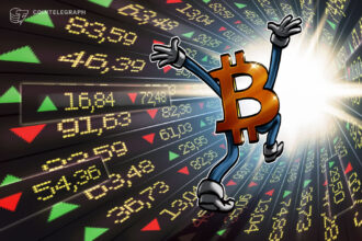 Representação gráfica da ascensão do Bitcoin e ações relacionadas