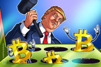 Logotipo da Trump Media e representação de Bitcoin