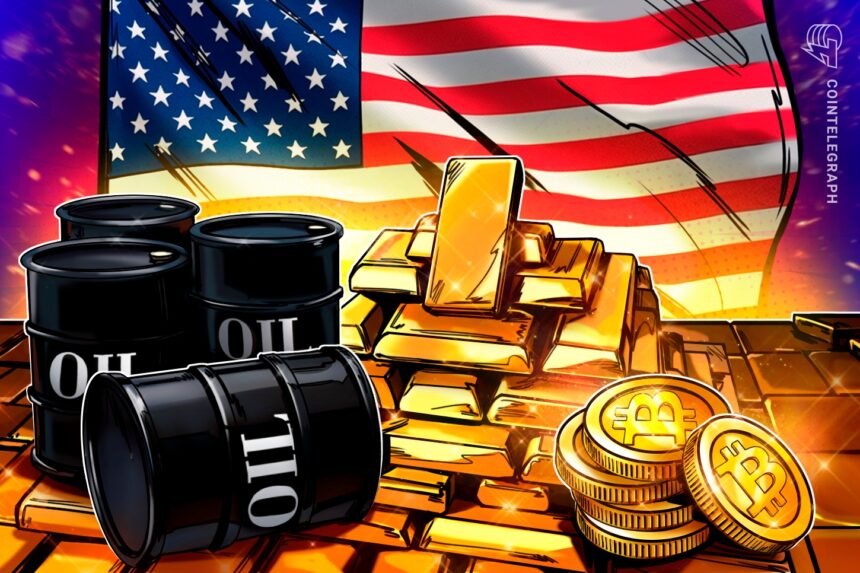 Gráfico de preços do Bitcoin e ouro em alta