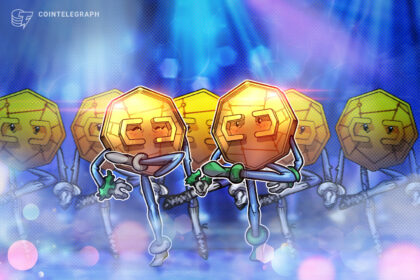 Bandeira da Irlanda com símbolos de criptomoedas ao fundo.