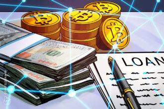 Logo da PowerCompute com gráficos de Bitcoin ao fundo