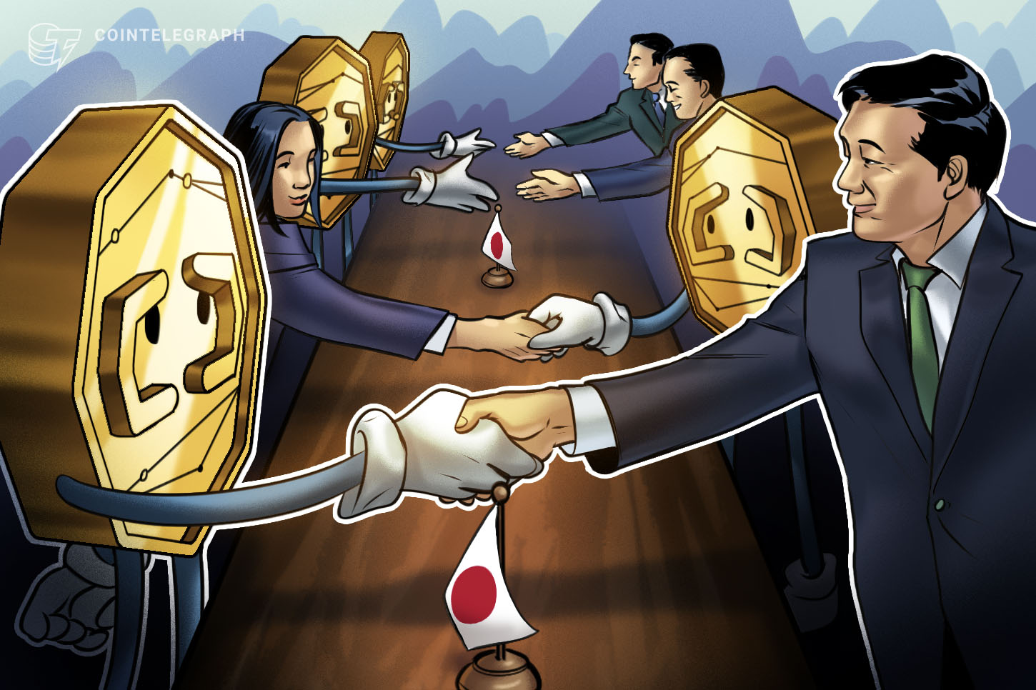 Reunião da FSA do Japão discutindo medidas de segurança para exchanges de criptomoedas.