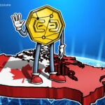 Logos da Webull e Coinbase com fundo digital