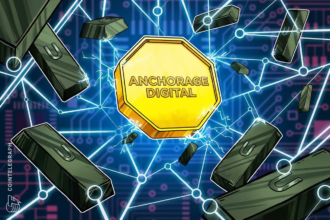 Logotipo da Anchorage Digital Bank com fundo tecnológico