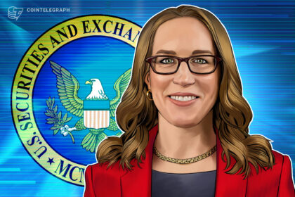 Hester Peirce durante coletiva sobre regulamentação de criptomoedas