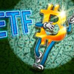 Gráfico mostrando o aumento de influxos em ETFs de Bitcoin