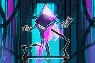 Logotipo da Ethereum com fundo tecnológico