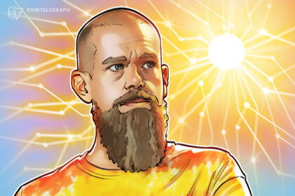 Logotipo da Block com elementos de criptomoedas e finanças digitais