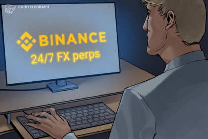 Logotipo da Binance com fundo dinâmico representando o mercado financeiro