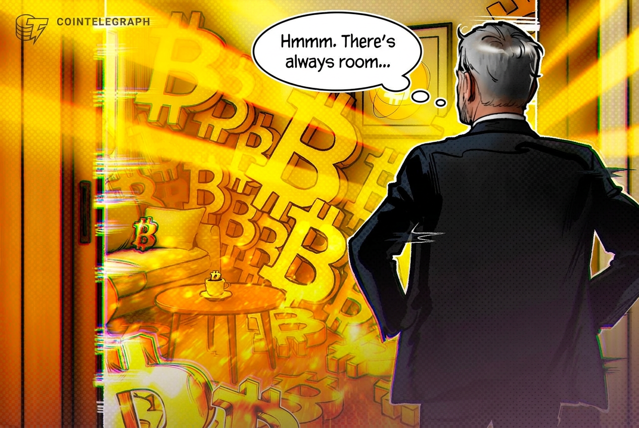 Michael Saylor em destaque com a logo do Bitcoin