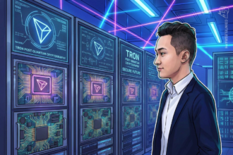 Justin Sun durante anúncio sobre criptografia pós-quântica da Tron