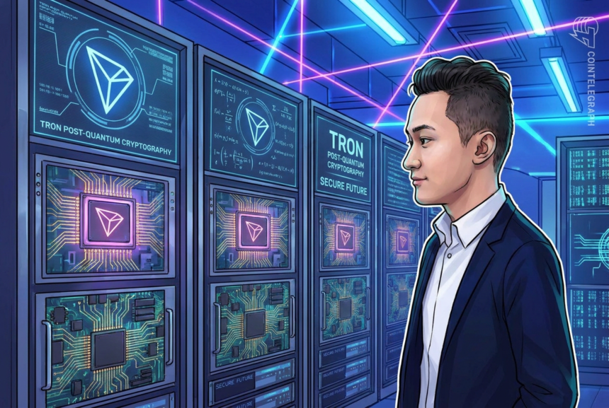 Justin Sun durante anúncio sobre criptografia pós-quântica da Tron